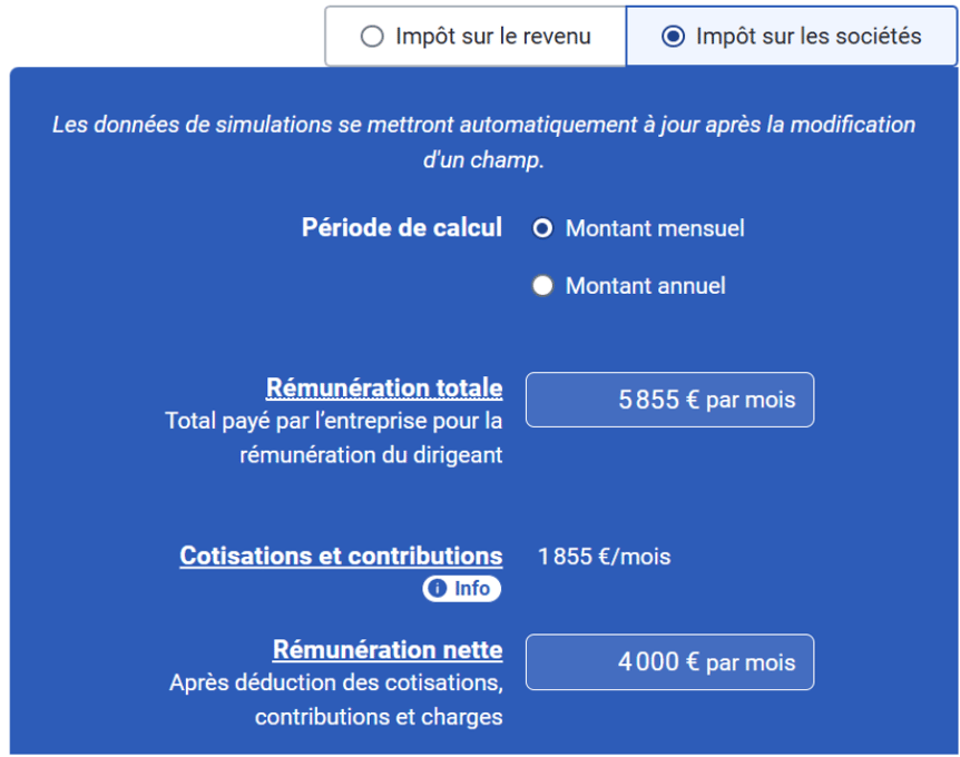Calcul des cotisations et contributions dans le simulateur Urssaf 